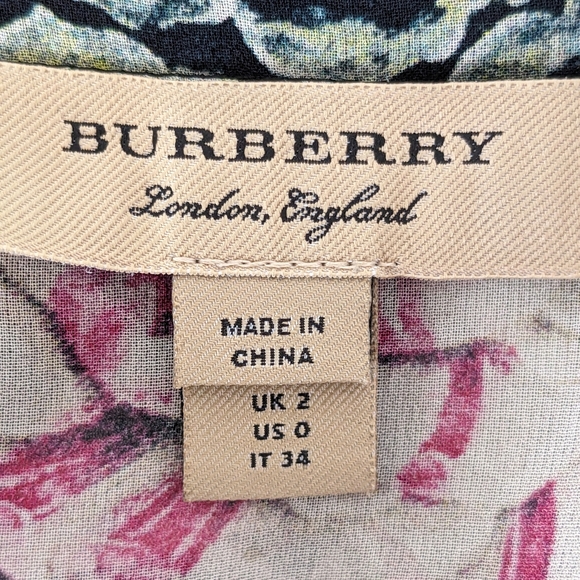 Burberry Floral Silk Georgette Frill Detail Long Sleeve Dress - Picture 5 of 6